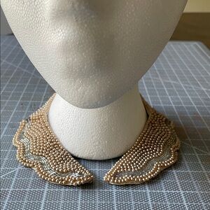 Elegant Beaded Collar Necklace in Gold and Silver